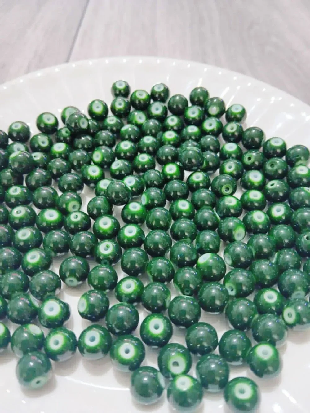 Bulk Lot of 8mm Dark Green Glass Beads